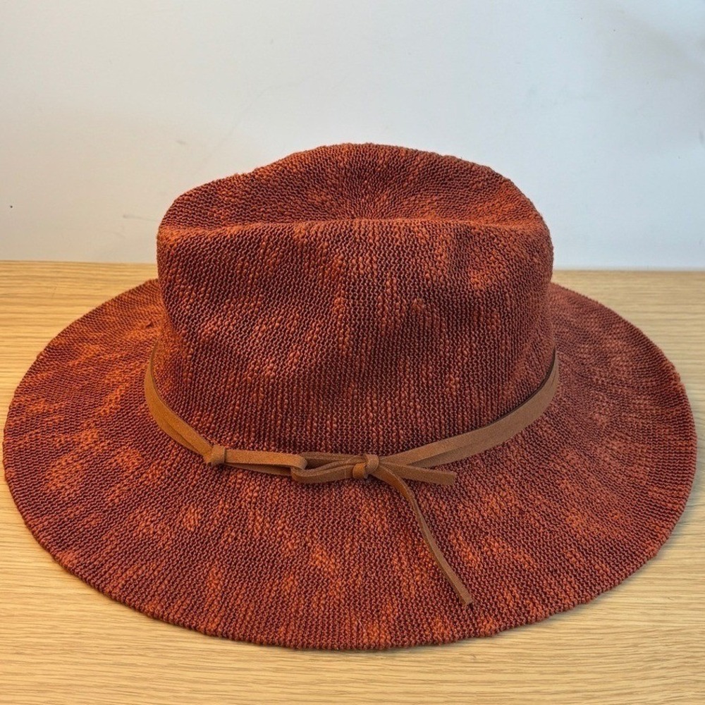 Treasure & Bond Hat‎ Fedora Rust Orange Knit Wide Brim One Size Boho 70s Style